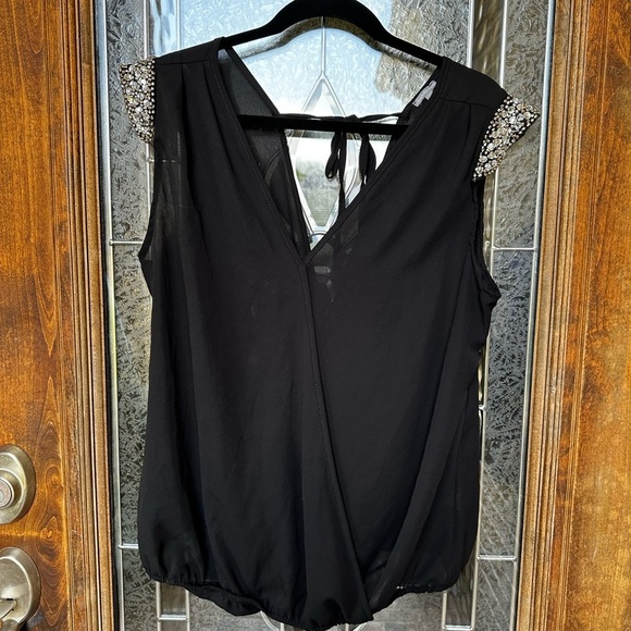 Charlotte Russe Black Blouse with Beaded Shoulders - Picture 1 of 7